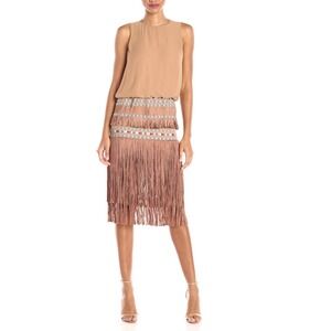Twelfth Street Cynthia Vincent Tiered Fringe Midi Dress 2‎ Festival Western Boho